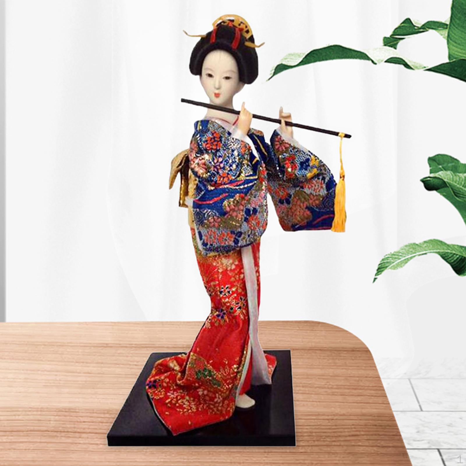 

12-дюймовая японская гейша, азиатская кукла, леди, статуэтка, этнические куклы для полки Blue and Red