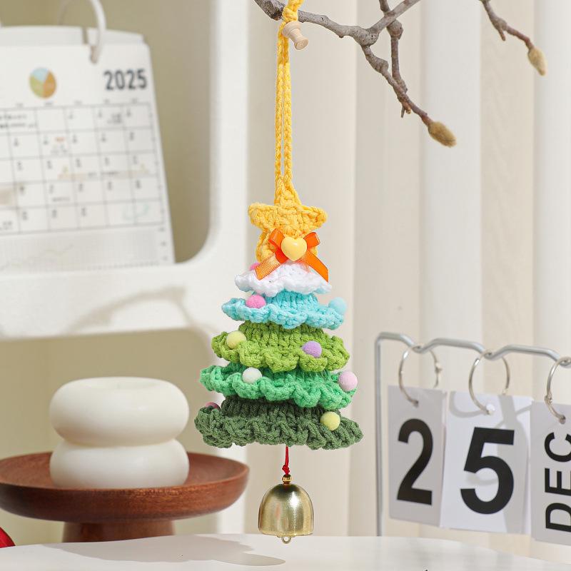 Cross-border Plush & Yarn Crochet Christmas Ornaments, Small Tree Decor & Car Pendants