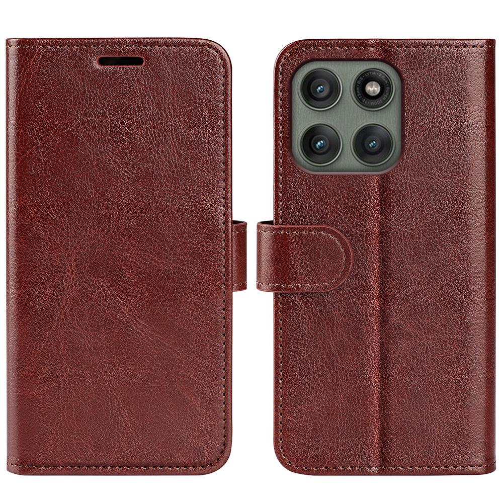 

For Motorola Edge 60 Pro 5G Case Crazy Horse Texture Stand Leather Phone Cover Brown