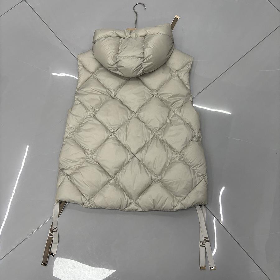 Dámská vesta z bílého kachního peří s kapucí, ležérní bez rukávů, jednoduchá módní podzimní zimní