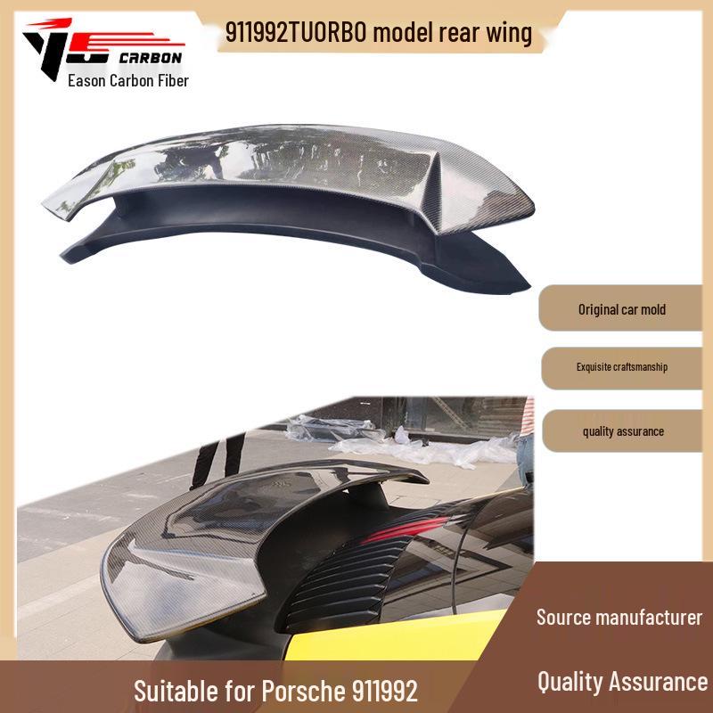 Compatible with 2019-2023 Porsche 911 (992) Turbo: Semi-Carbon Fiber Rear Wing Spoiler.