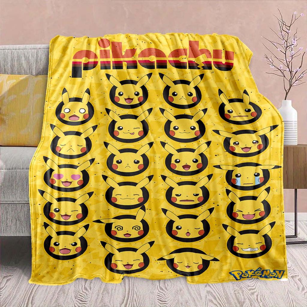 Pokémon Anime Flannel Blanket - Soft Warm Perfect for Sofa, Bedding Camping Travel Office Home Decor -QJY