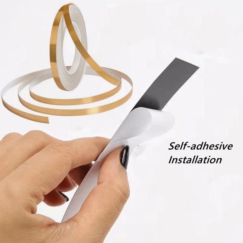 Golden Silvery Floor Edging - 1 Roll, 50m, Waterproof, Self-Adhesive, Glam Style, Shimmery Finish, for Home Decoration