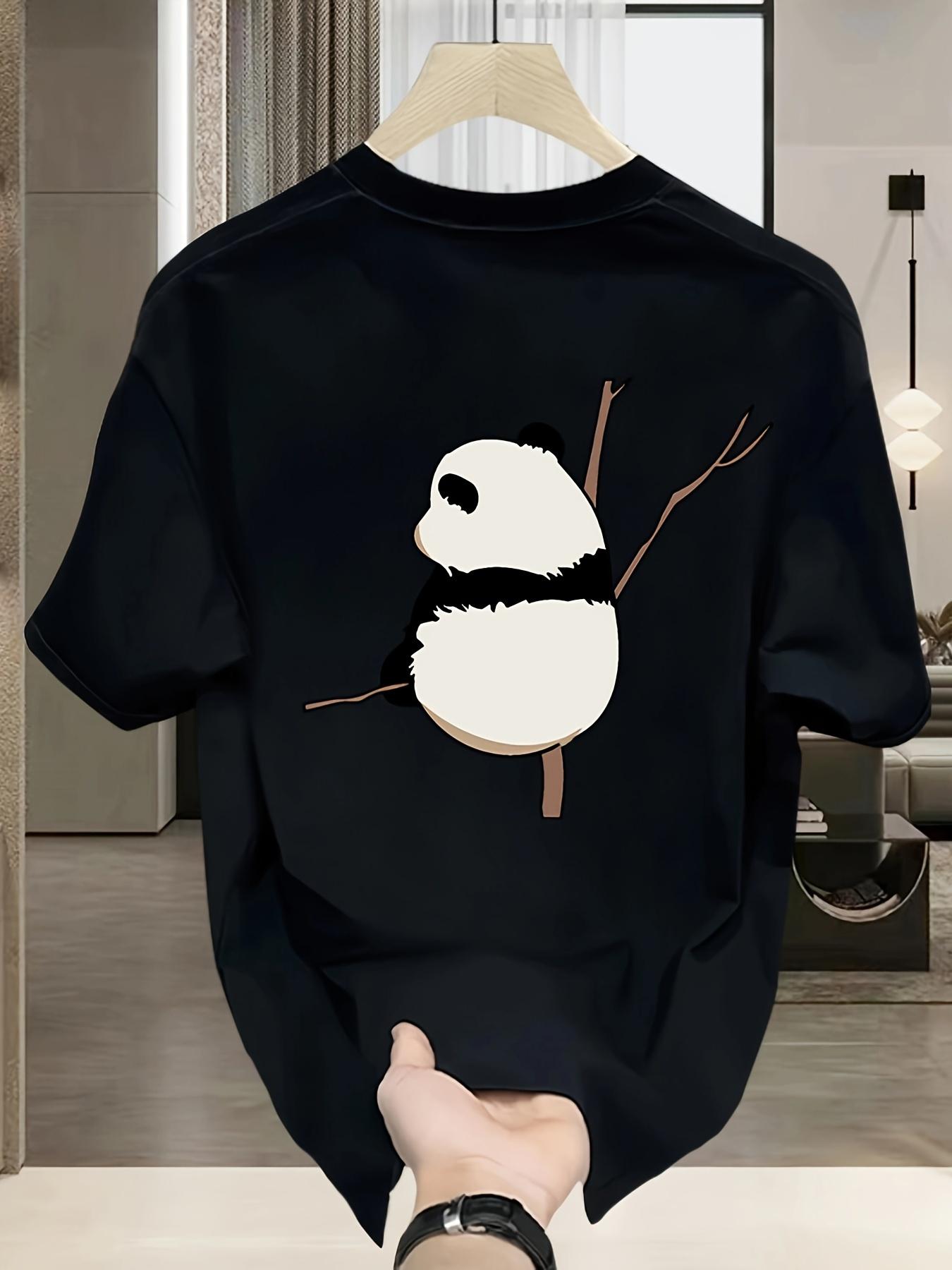 Panda & Bamboo Graphic T-shirt - Breathable Summer Casual Short Sleeve Tee with Playful Panda Design XXXL