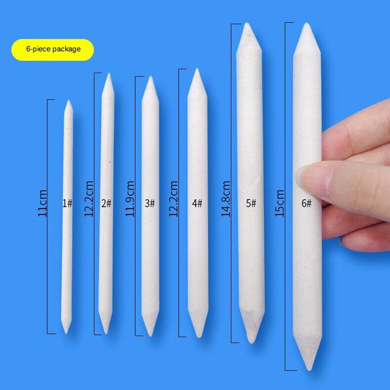 JOWOART 3/6 stk sett Blending Smudge Stump Stick Tortillon Skisse Kunst Hvit tegning Kull Sketcking Tool Rispapir Penn Kunstnerutstyr
