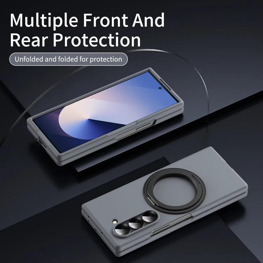 360°Ring Metal Holder Skin Feel Matte Case for Samsung Galaxy Z Fold 7 6 5 4 3 Magsafe Magnetic Wireless Charging Bracket Cover