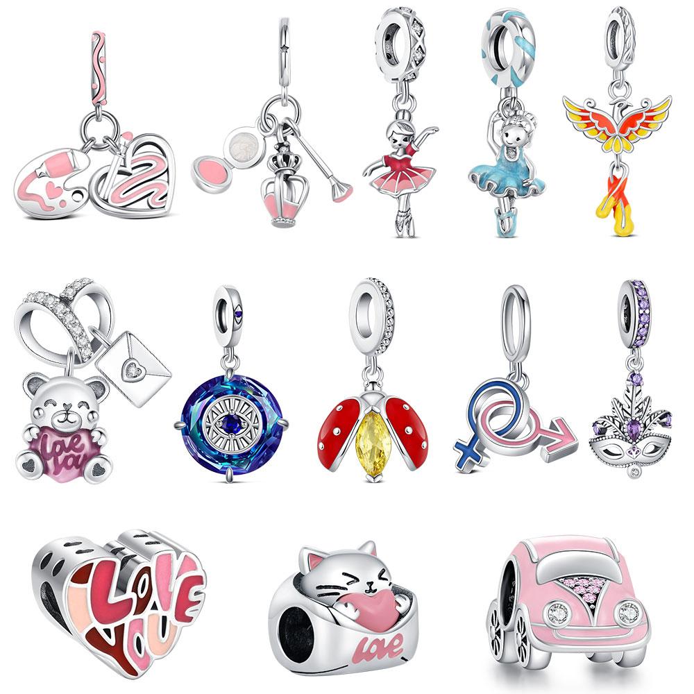 Copper Pink Pendant Valentine'S Day Love Charms Suitable For Diy Bracelet Necklace Accessories Jewelry Women Gifts
