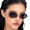 New rhombus frameless thin frame metal sunglasses, premium light luxury old money wind shading sunscreen versatile sunglasses