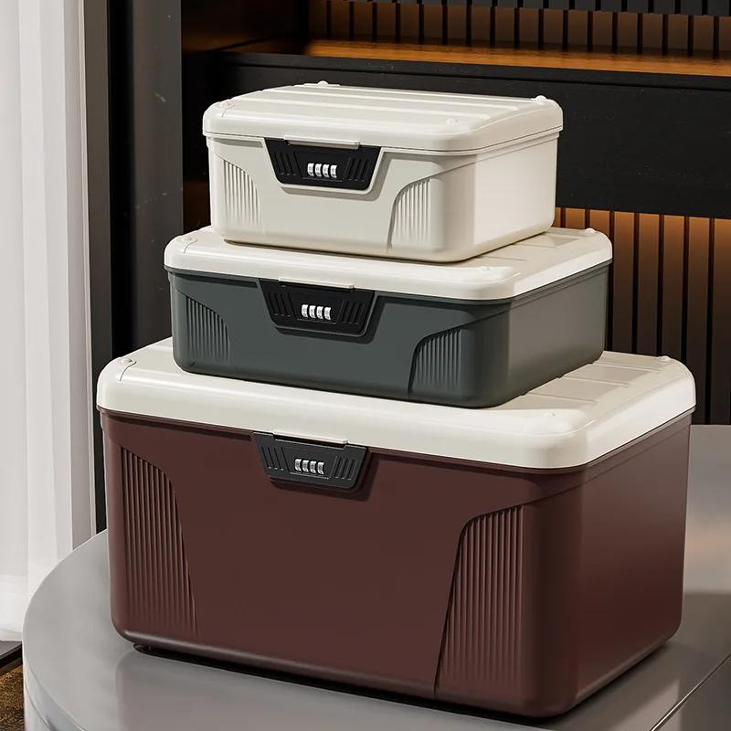 Password Lock Safe Box Large Capacity Multilayer Document Storage Box Valuables Passport Jewelry Privacy Security Storage Box