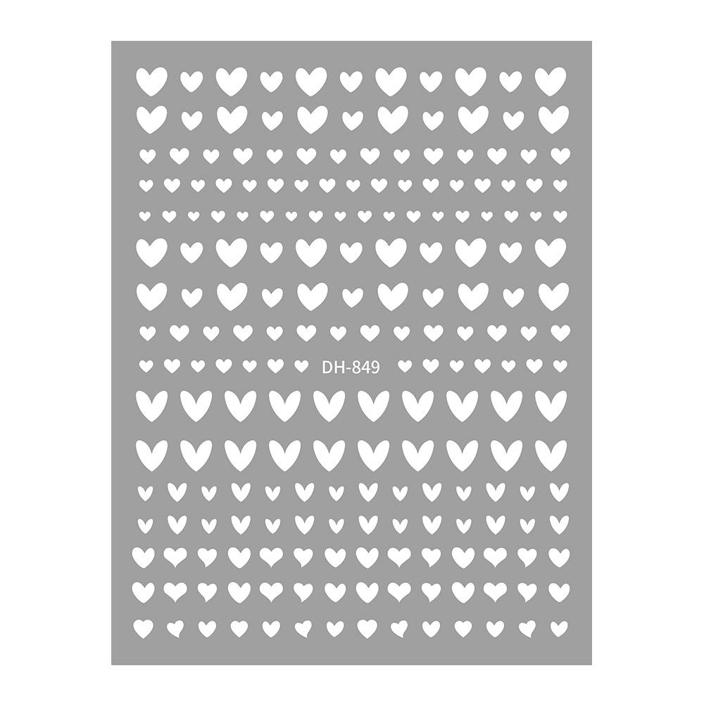 Redanco 3D Cartoon Heart Nail Stickers - Adhesive Backing, Model DH-849. белый