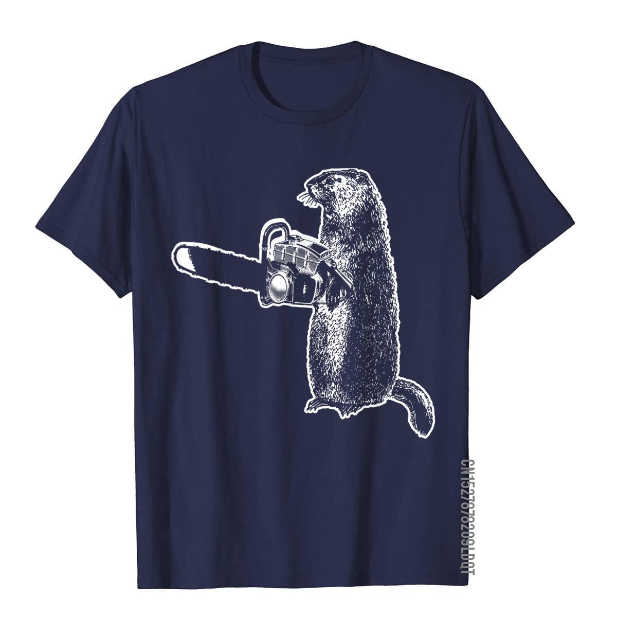 Funny Shirt Woodchuck Groundhog Day Could Chainsaw Wood Tee Cotton Mens T Shirts Personalized Tops Tees Fitted Preppy Style S