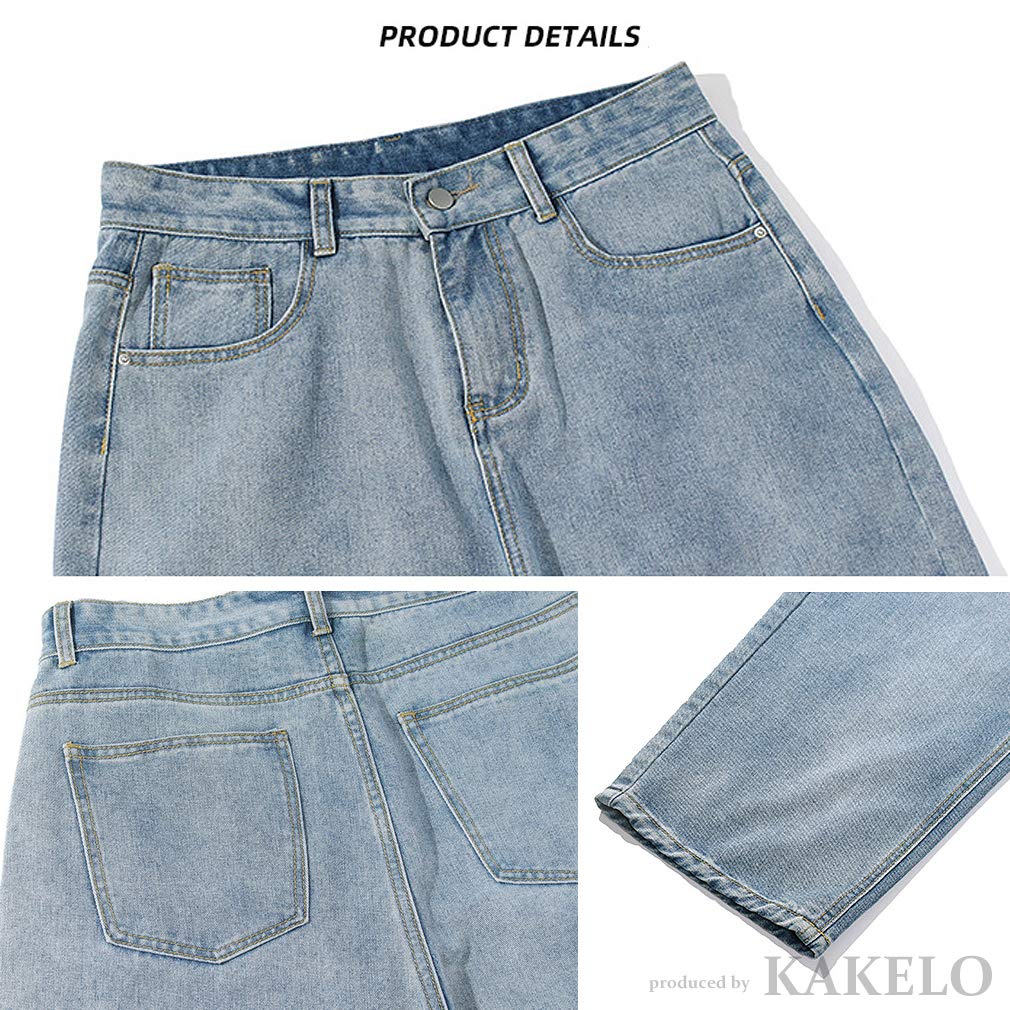 KAKELO Men's Wide Denim Jeans, Loose Fit, Easy Fit (02.Black, Size M)