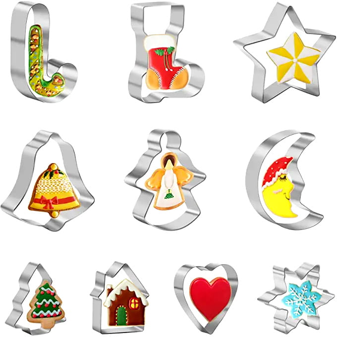 Molds, Cutters for Cakes, Cookies, Gingerbread, Christmas 10 Pcs
