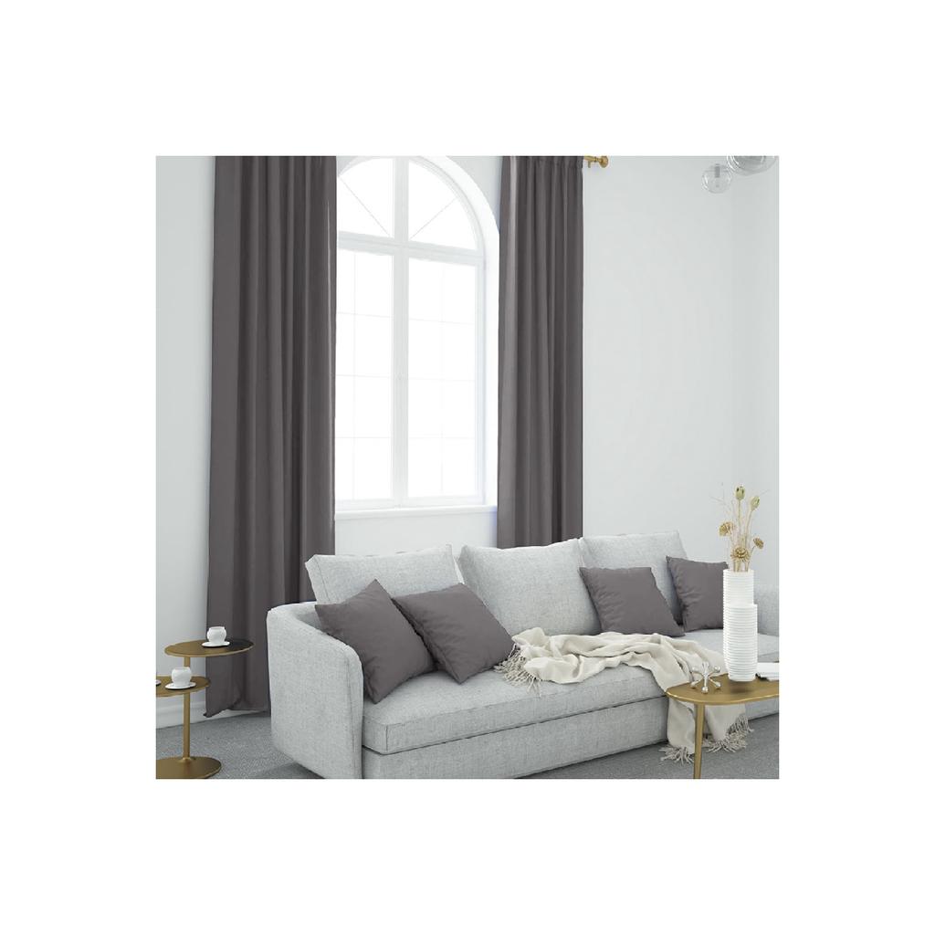 Single Wing Dark Gray Color Island Fund Curtain Straight Sewing Shirred Extrafor