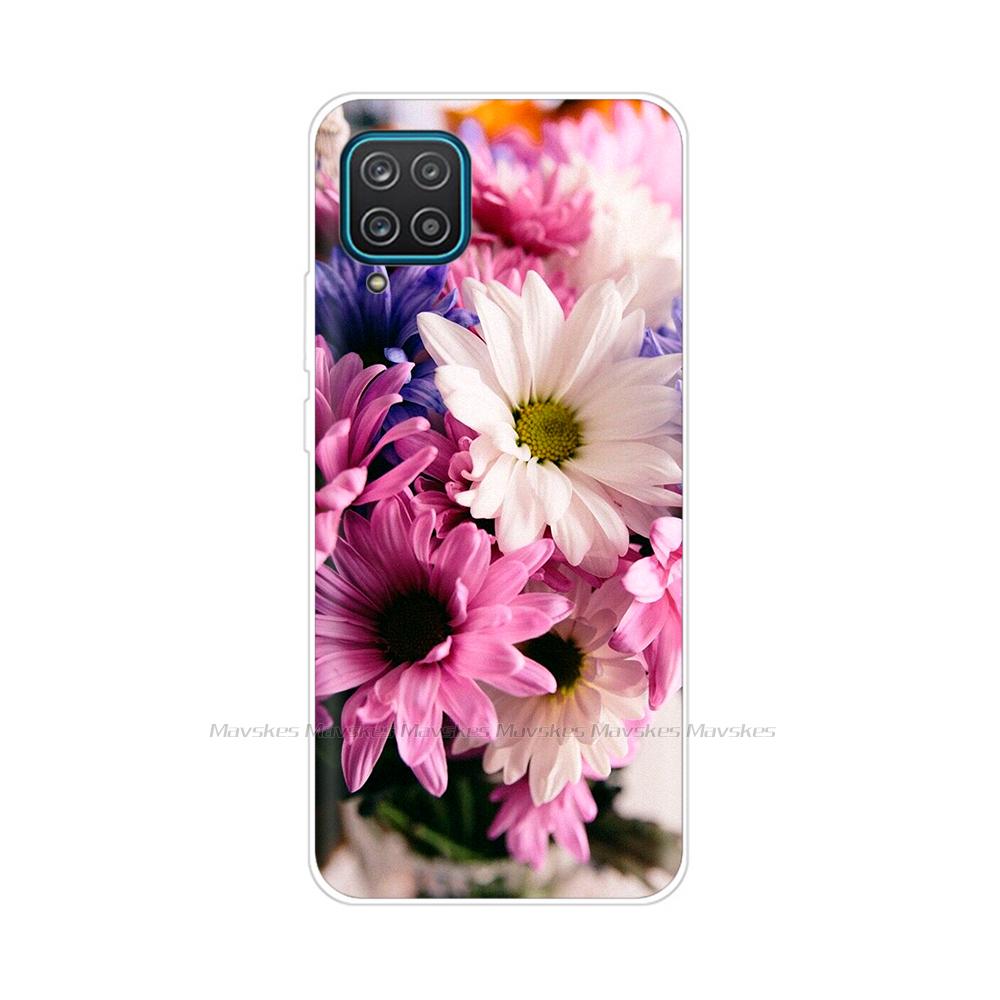 Soft Silicon Cover For Samsung Galaxy A12 Case Cute Flower Cat Bumper For Samsung A12 Phone Case Cover For Samsung A12 A 12 6.5"
