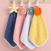 1/4 Pièces Mignon Dinosaure Bleu Type Suspendu Super Absorbant Corail Serviette Mignon Dessin Animé Pour Usage Domestique Bébé Nettoyage Mains Lingette