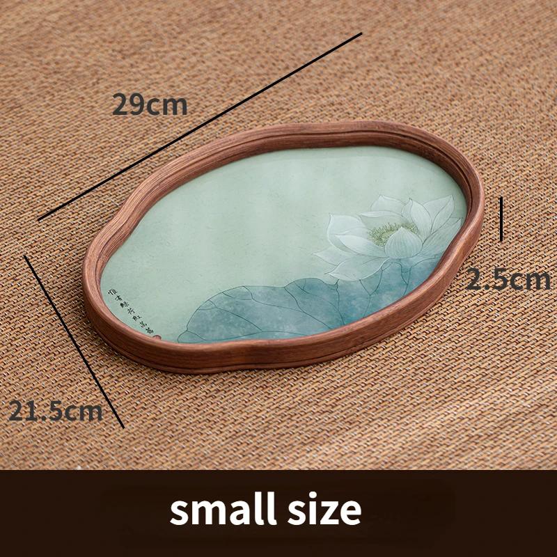 Begonia Glass Lotus Tea TraySmall Chinese Pot Bearing Dry Bubble TableBamboo Premium Tea Storage Tray