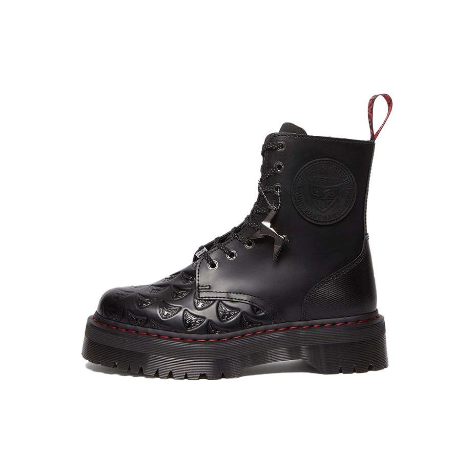 Dr. Martens Warner Bros. X  Jadon Series Leather Round Toe Lace-Up Comfortable Versatile Short Martin Boots Unisex Boots Black Red 31749001