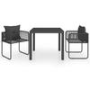 VidaXL Garden Furniture Set 3 Pcs PVC Wicker Black