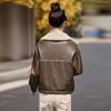 Fashion cotton thickened leather jacket short jacket women's autumn and winter motorcycle jacket top
