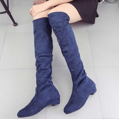 Stivali da Donna Scarpe a Punta Tonda per Donna Stivale Lungo Invernale Fino al Ginocchio Calzature Rosso Grande Eleganti con Tacco Basso Blu Tendenza 2024 Nuovi