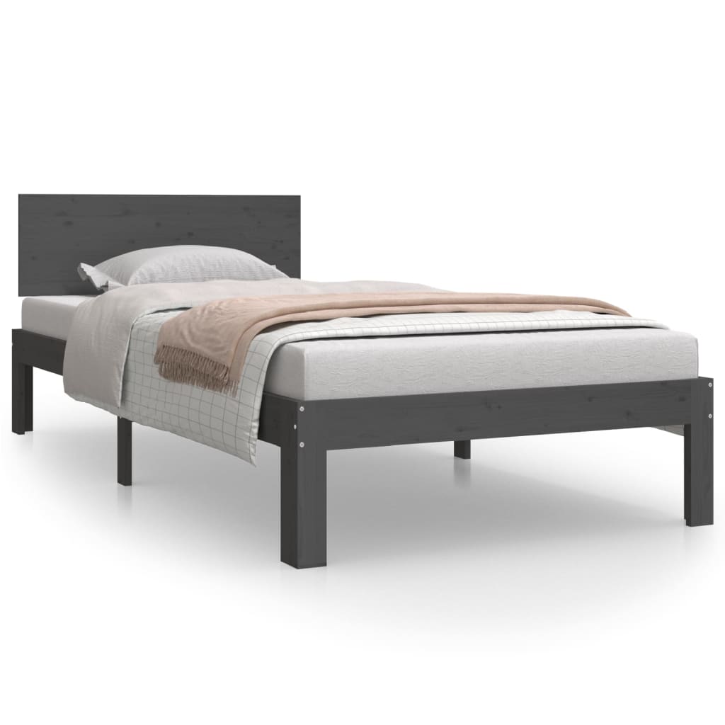 Solid Wood Bed Grey Pine 90 x 200 cm