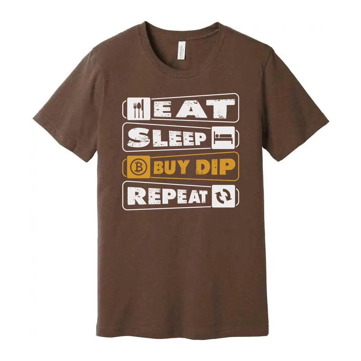 Unisex Crypto Bitcoin T Shirt With Eat Sleep Buy Dip Repeat Graphic Tee Design A XL