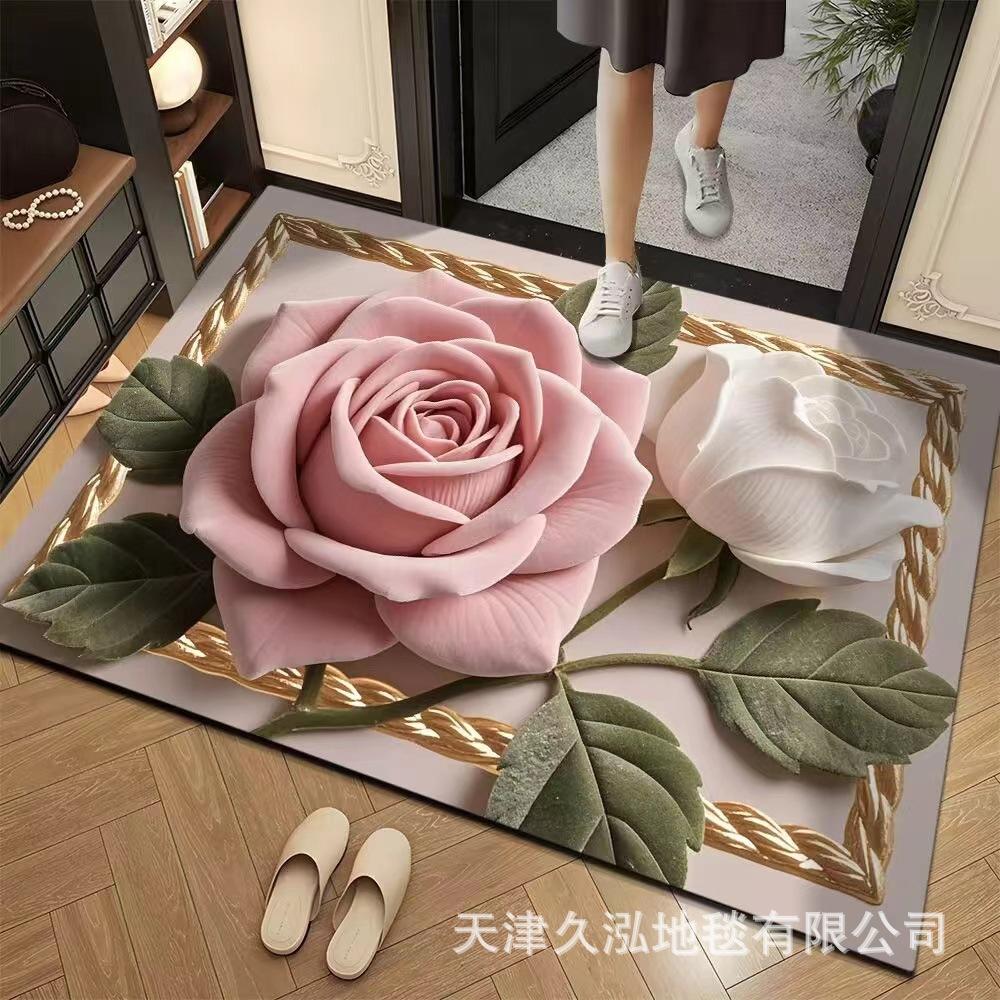 3D Blumen Teppich Eingangstür Bodenmatte Schlafzimmer Badezimmer Rutschfeste Fußmatte