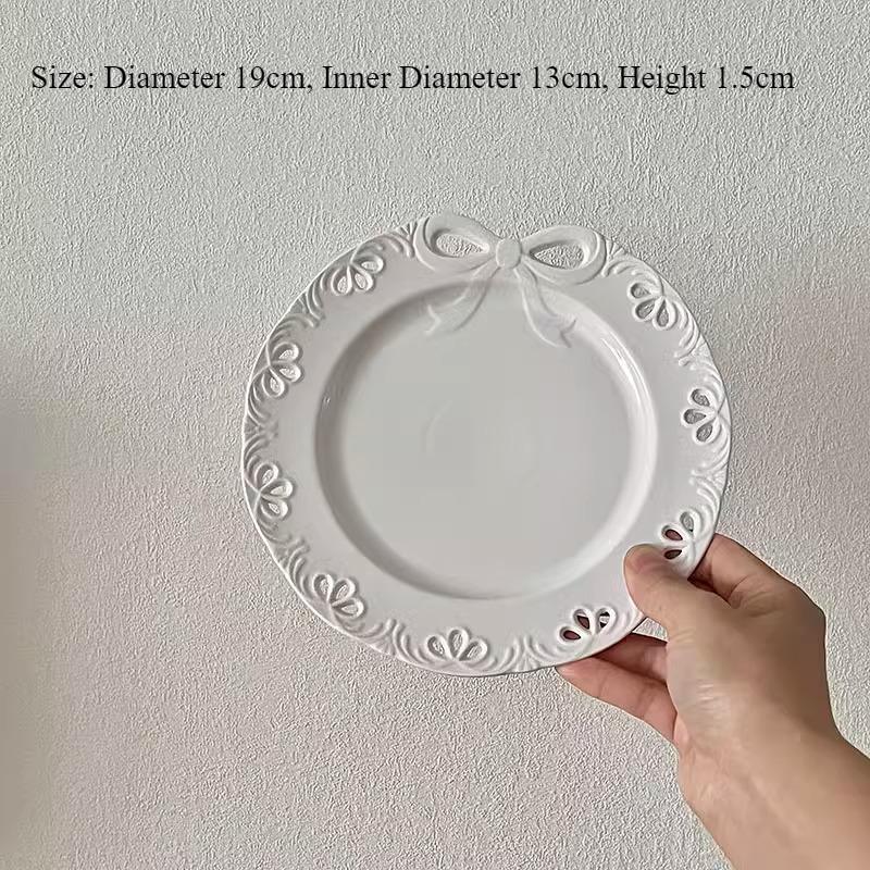

Французский бант Десертная тарелка Торт Тарелка Западная кухня Изысканная Салат Керамическая Плоская тарелка