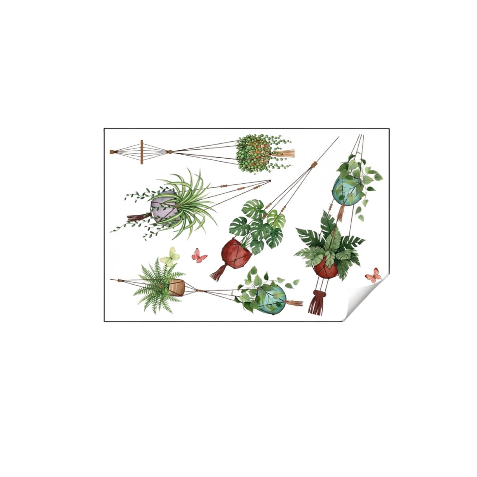 

Fresh Green Potted Plants And Butterfly Ornaments For Bedroom, Cabinets, Living Room Background Beautification And Decoration Wall Stickers One Size