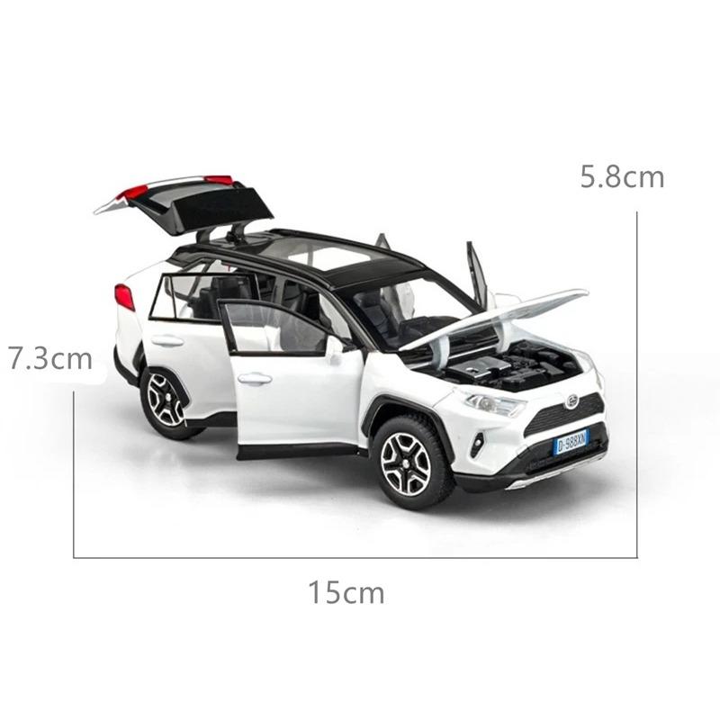 1/32 Toyota RAV4 SUV Alloy Car Model Diecast Metal Toy Vehicles Car Model High Simulation Sound and Light Collection Childrens Toy Gift