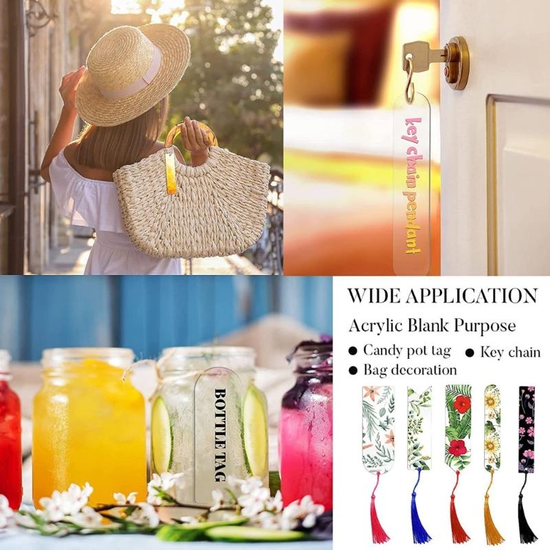 10Pcs Unfinished Acrylic Bookmarks with Tassels Bookmarks Paintable Page Marker for Adult Kid Painting Art Craft Project