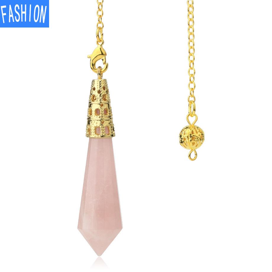 Vícebarevný přírodní krystalový kámen Lingdang přívěsek kužel pozlacený bronzem
