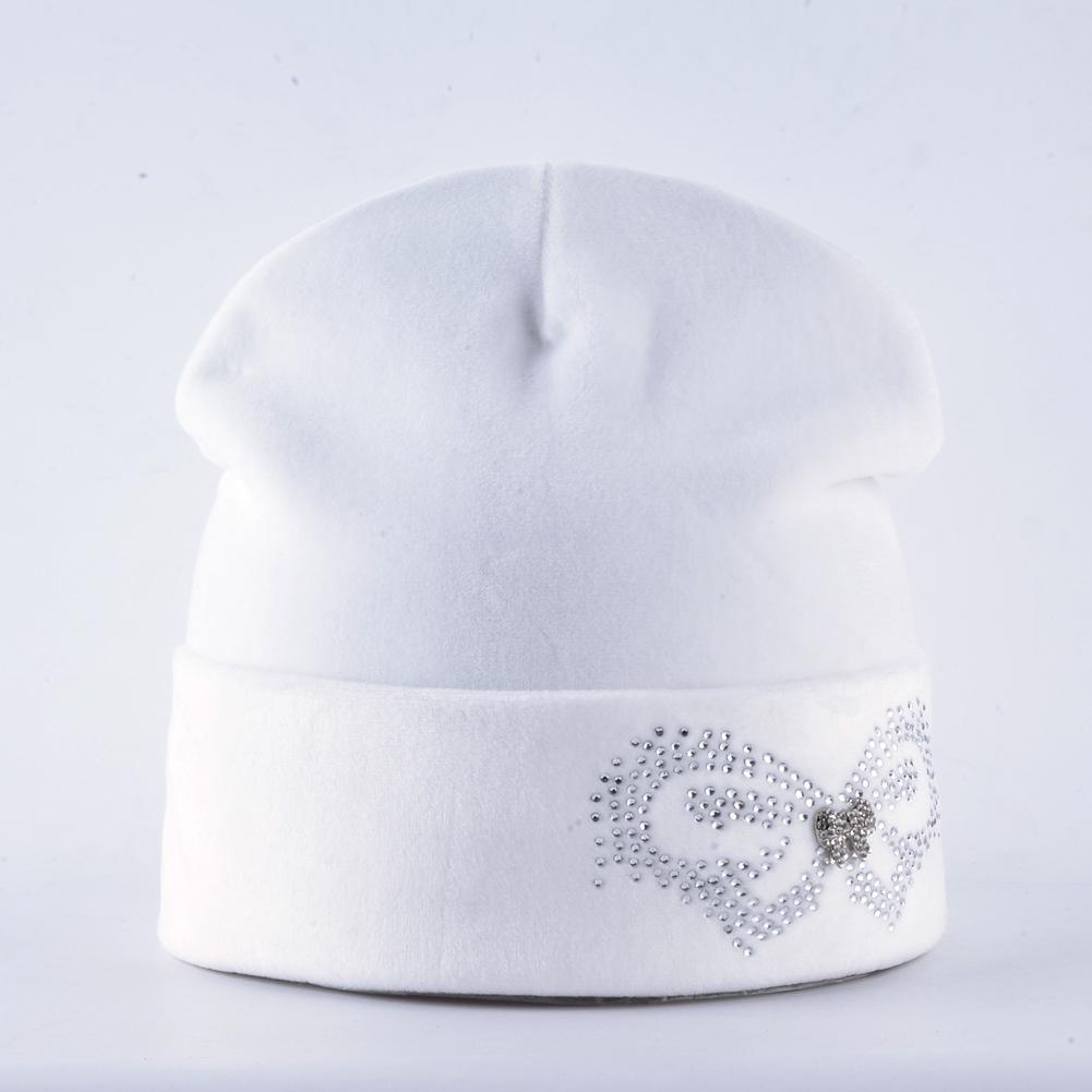 Velvet Warm Ear Protection Women s Knit Hat - Trendy Thick Winter Pullover, Solid Color 56-59 cm белый
