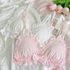 Girls Bras Pink Cute Heart Deep V Push Up Bras For Women Backless Sling Tops Female Lingerie Pad Bras
