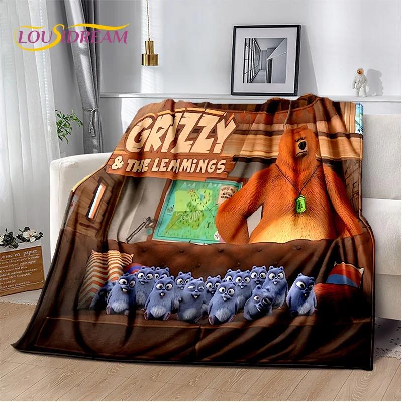 Cartoon Grizzy and The Lemmings Soft Flannel Blanket for Beds Bedroom Sofa Picnic,Throw Blanket for Cover Outdoors Leisure Gift