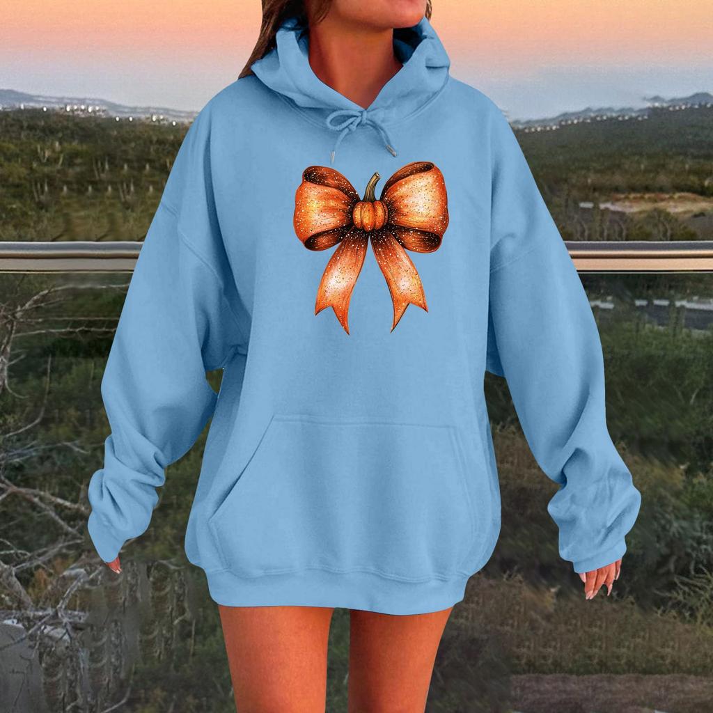 Women's Long-sleeved  Oversized Dropped Shoulder Sleeves Women's Hooded Halloween Print Plush Sweatshirt