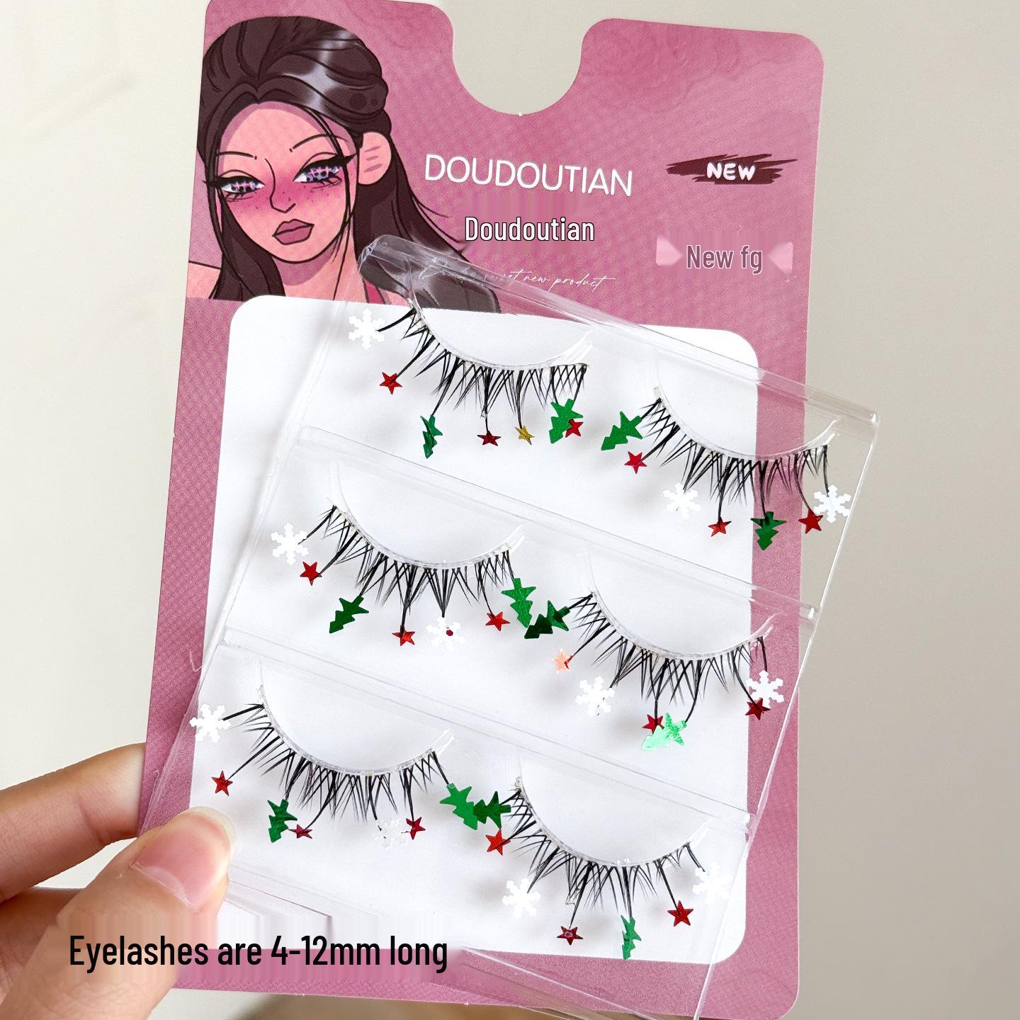 

Солодкі Різдвяні Ельфи Блискучі Вії: Надзвичайно тонке прозоре стебло з мотивами сніжинок та дерев.