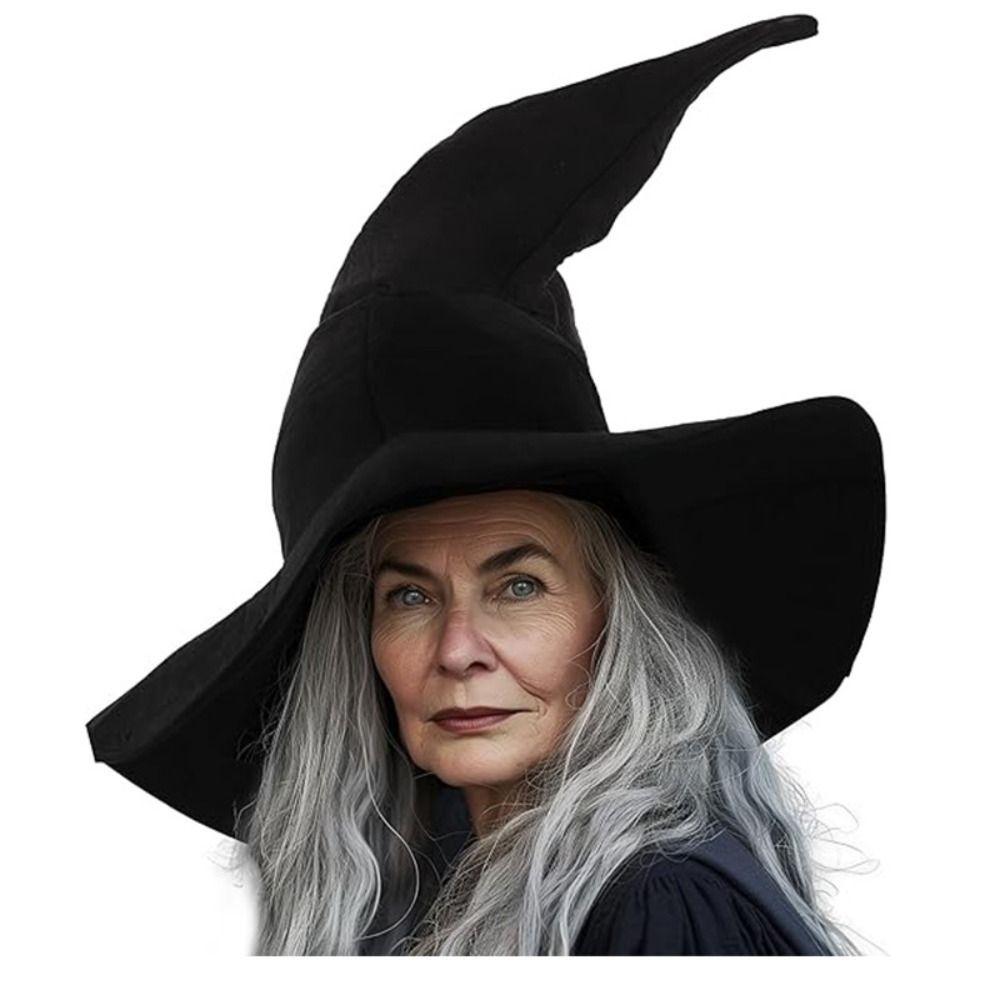 Folds Halloween Witch Hat Headgear Large Ruched Witch Hat Festivals Wizard Black Hat  Men