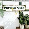 2D Flat, 1pc, 3.94 X 15.74 Inches Aluminum Decorative Sign - Vintage-Style Potting Shed Sign, Featuring A Rustic Green and White Decorative Plaque