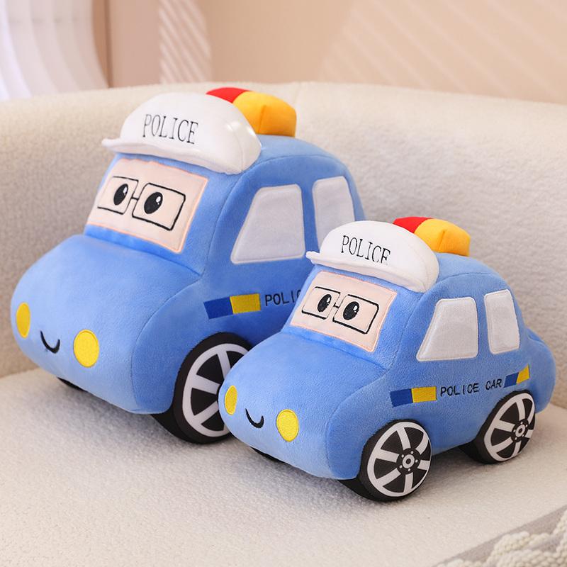 30Cm Police Car Auto Taxi Ambulance Plush Pillow Stuffed Cute Blue Yellow White Traffic Transportation Plushie Man Gift