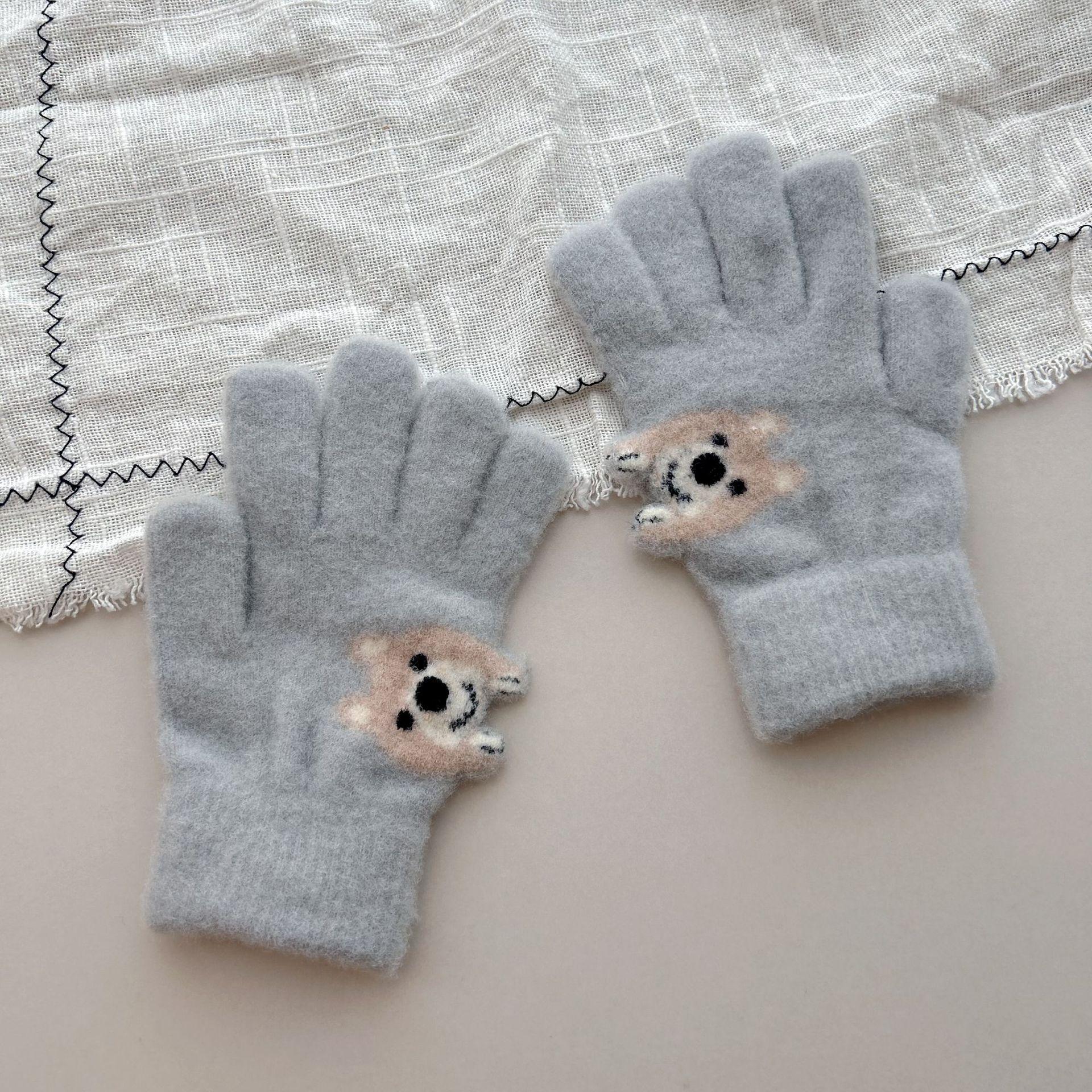 

Winter Knitted Woolen Warm Gloves for Boys Girls and Babies Cute Little Dog with Separate Fingers one size