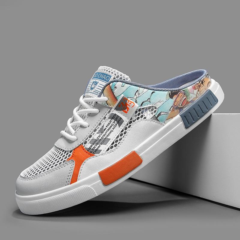 Men's Summer Breathable Mesh Low-Top Closed-Toe Backless Skate Shoes