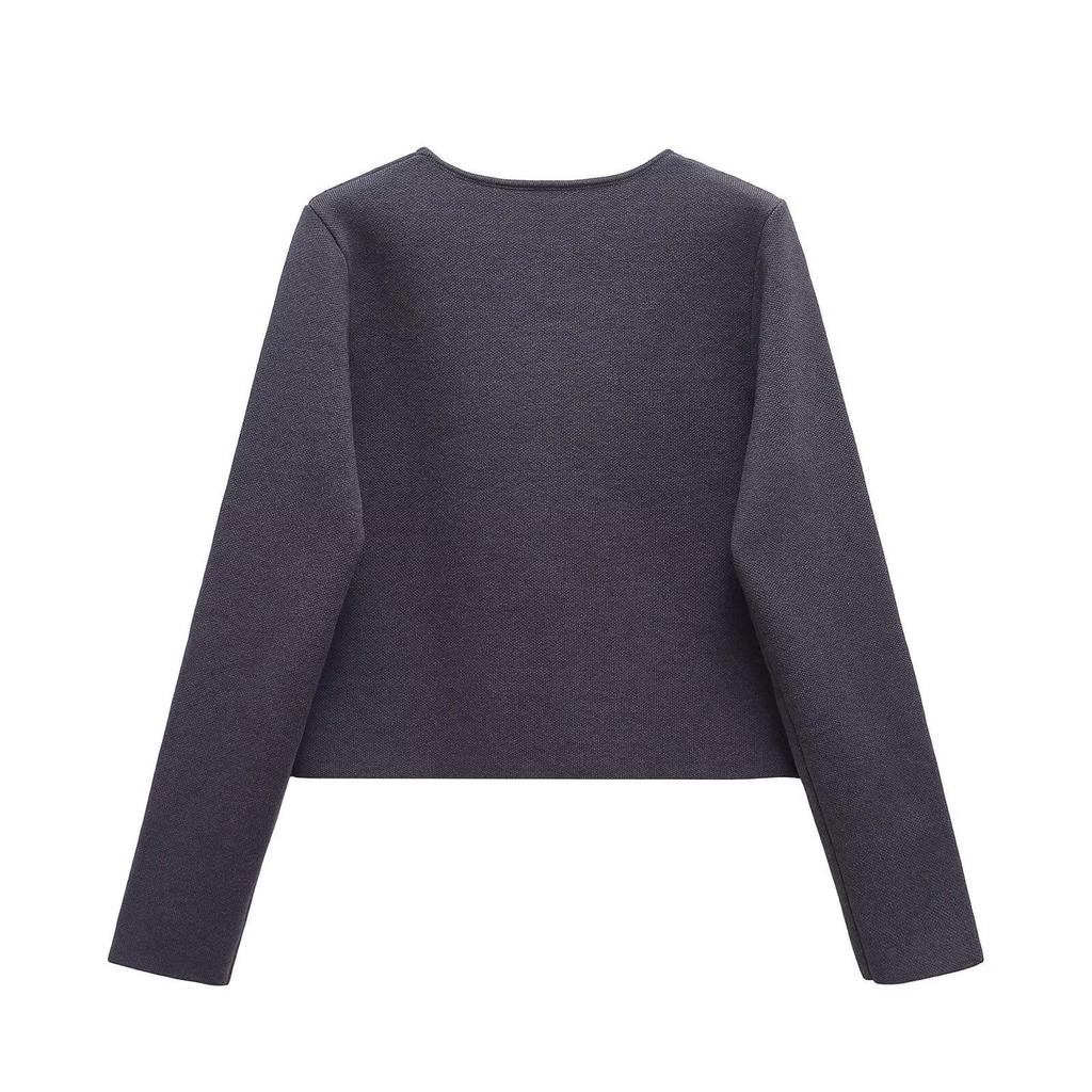 Spring 2025 Women's Fashion Slim Fit Round Neck Knit Cardigan