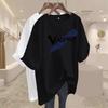 Women's Clothing Chic Hand-Painted Letter Print T-shirt Summer New Casual Loose 100 Cotton Short Sleeve T-shirt Lady Y2k Pullove