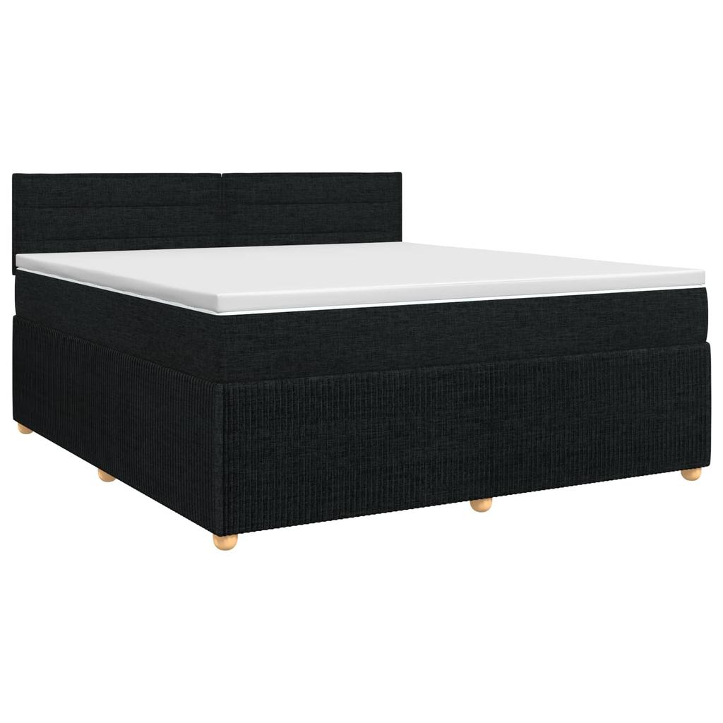 Box Spring Bed with Mattress Black 140 X 190 Cm Fabric