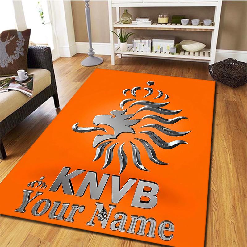 Knvb Wappen Benutzerdefinierter Name Teppich Teppich für Wohnzimmer Schlafzimmer Zuhause Sofa Dekoration Kinder Spielen Rutschfeste Fußmatte