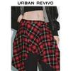 UR 2025 Spring Women's Patchwork Plaid Wide-Leg Pants