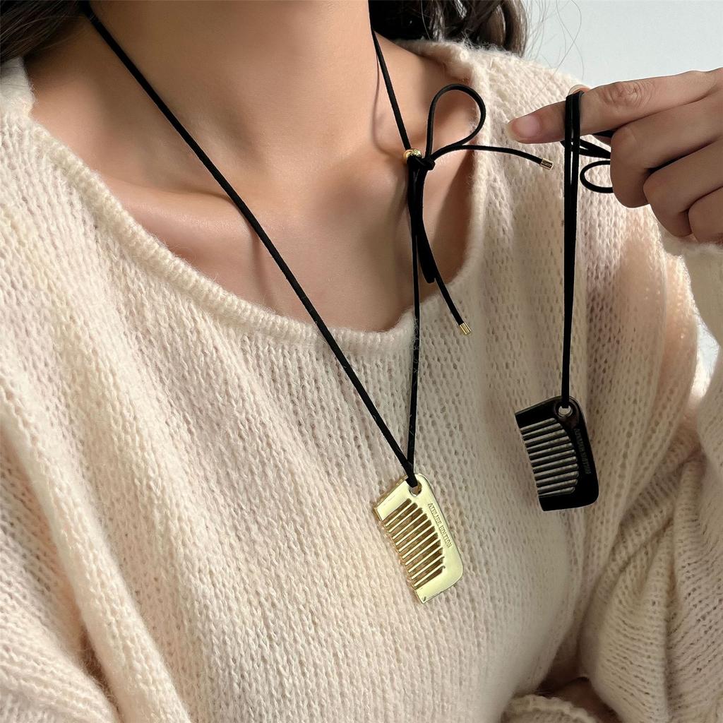 Hair Comb Pendant Necklace for Long Hair and Bangs Velvets Ribbon Sweater Chain Jewelry for Women Party Accessories