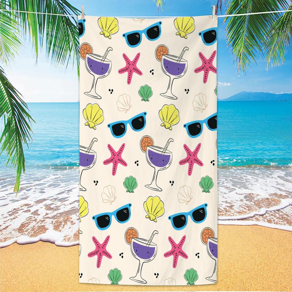 Ultra Fine Fiber Beach Towels, Beach Swimming Speed Drying Velvet Bath Towels, Printed Fashionable Bath Towels Towels Face Towel